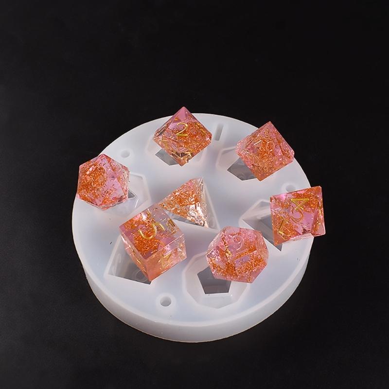 7 Shapes Dices Square Triangle Dices Mold Dices Digital Game Silicone Mould Crystal Epoxy Resin Mold with Storage Box