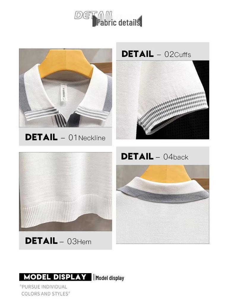 Herren Retro Sommer Strick Polo T-Shirt - Bequem, Leicht, Trendig, Kurzärmeliges Reversdesign