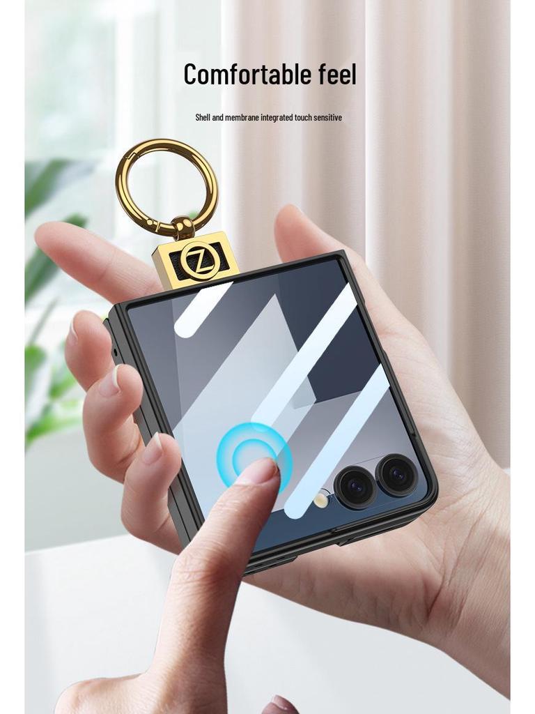 Samsung Z Flip7 Ultra-Thin Premium Leather Ring Case - Elegant, Solid Color Protective Cover