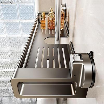 Shower Shelf Soap Tray Suction Cup Drainage Dish Holder Toiletry Storage Rack Slide Bar