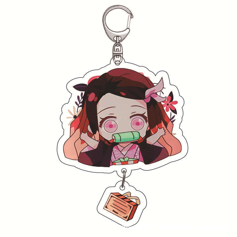 Demon Slayer Keychain Anime Acrylic Backpack Charm Tanjiro Kamado Nezuko Zenitsu Agatsuma Cartoon Accessories Designed for Fans