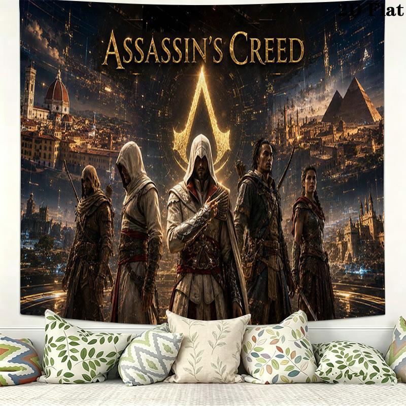 Assassin Creed Wall Tapestry Aesthetic Wall Hanging Printed Fabric Blanket Decorative Tapestries for Bedroom Living Room Home Decor