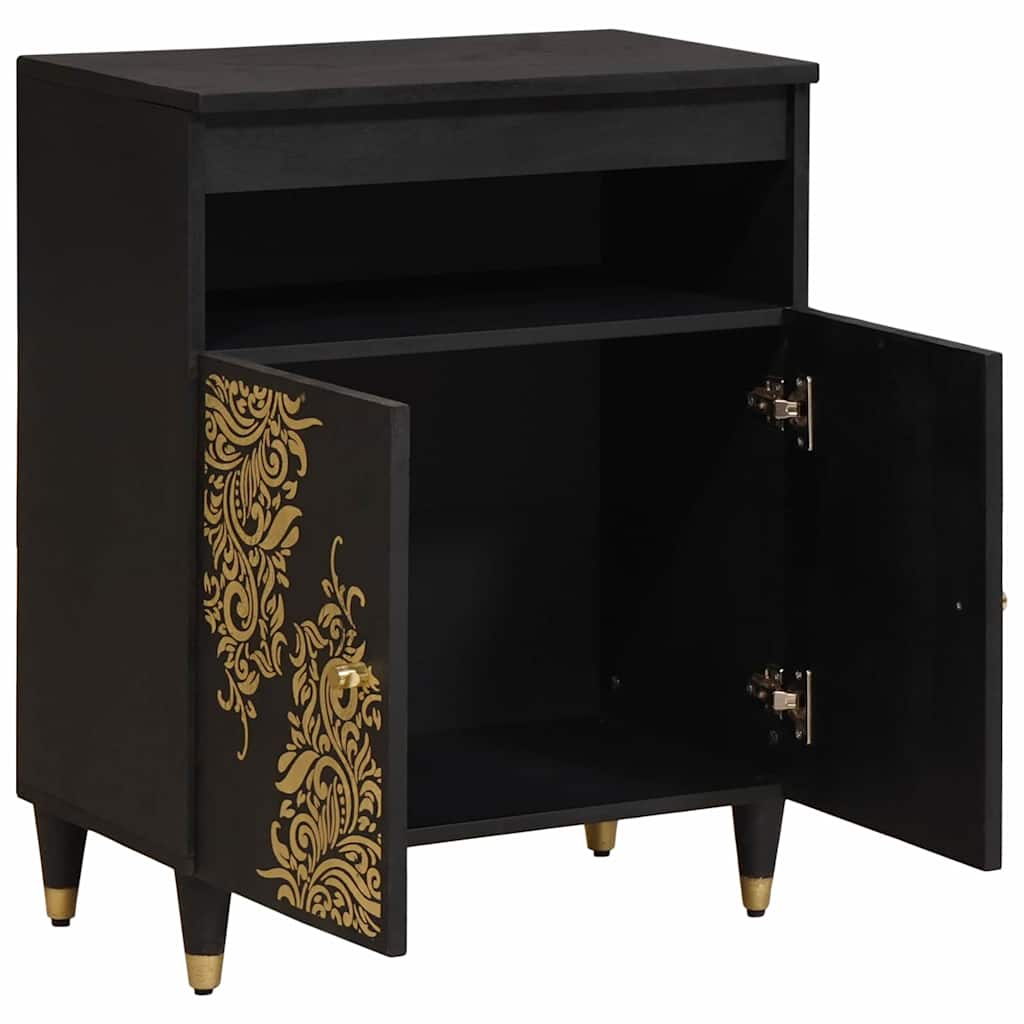 Black Sideboard with Shelf 60 x 33 x 75 cm Solid Mango Wood
