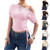 Womens Spring Tops Summer Shirts for Women Off Shoulder Ruched Design Casual Short Sleeve Tshirts Shirts for Women