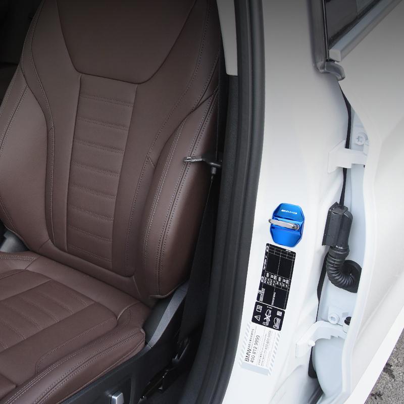 4Pcs Metal Car Door Lock Cover Protective Buckle Cover Sticker For Mercedes Benz AMG W203 W206 W220 W205 W211 W212 W201 W168