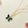 18K Gold-Plated Sterling Silver Butterfly Pendant Necklace with Emerald Zircon