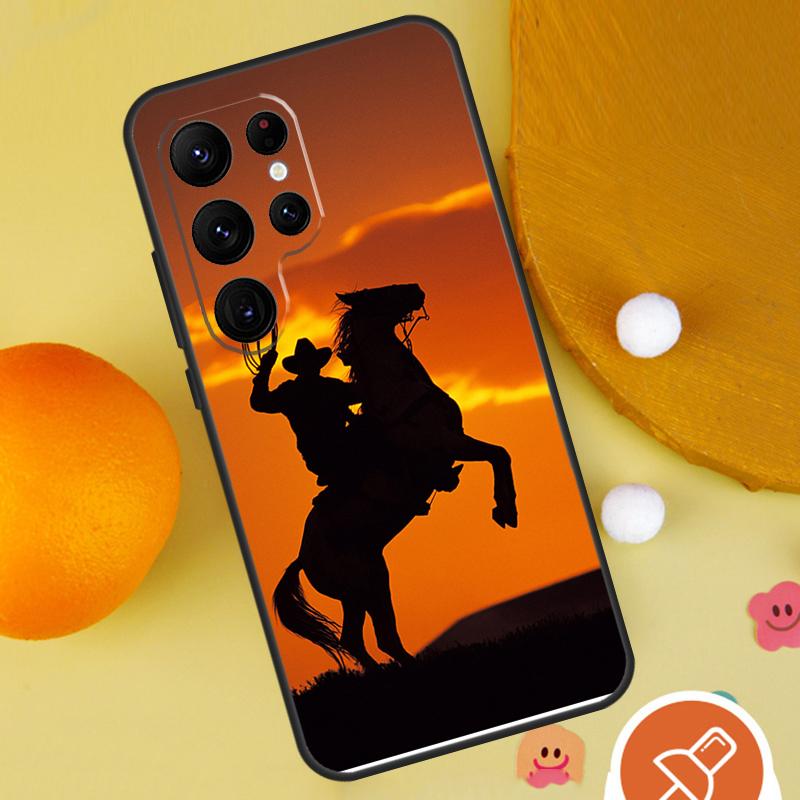 Rodeo Cowboy Lasso Horses Phone Case For Samsung Galaxy S25 Ultra S24 S23 S22 Ultra S9 S10 S20 Plus S21 FE Funda Cover