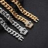 NUOYA Stainless Steel Cuban Link Bracelet Customizable Logo Unisex Iced Out Diamond Clasp Cuban Chain Bracelet for Men