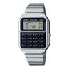 CA500WE-1A Taschenrechneruhr Silbernes Armband Unisex Großes Schwarzes Zifferblatt 43,2×34,4×8,2mm Klassisch