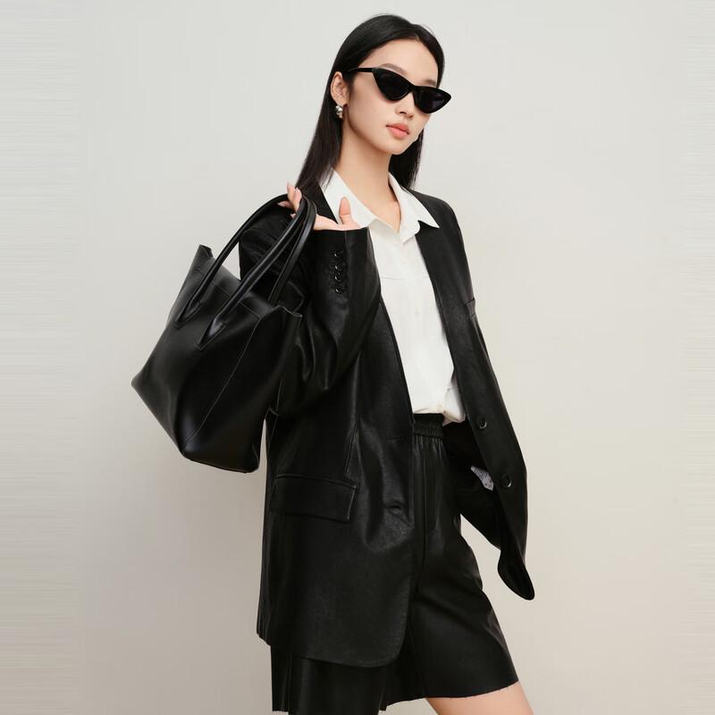 

Elva Island Women s One-Button PU Leather Jacket L