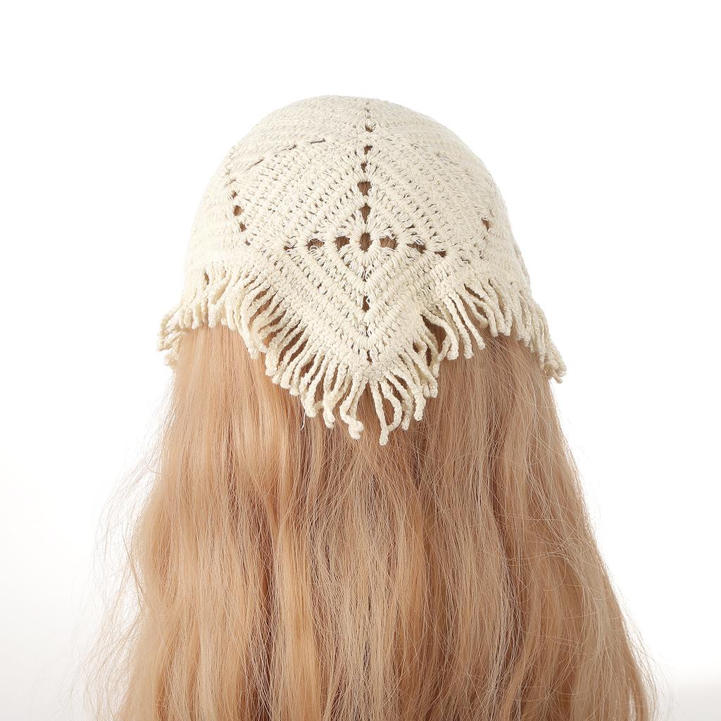 Knitted Tassel Triangle Scarf Ladies Crochet Pastoral Retro Hair Accessories Bandana Headbands For Women Girls French Hair Bands