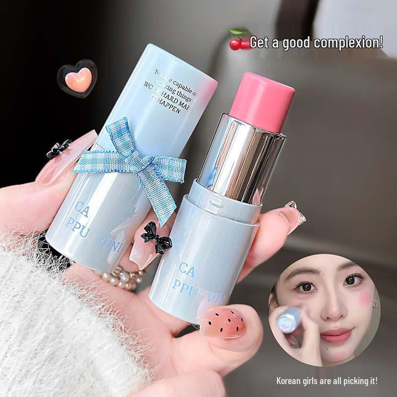 CAPPUVINI Multi-use Mist Stick: Gentle Whitening Korean Highlighter, Blush & Lipstick Combo.