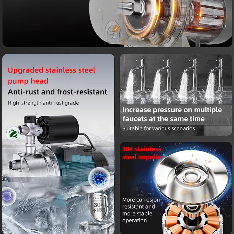 370W/1500W Stainless Steel Self-Priming Pump Household Fully Automatic Water Pump Silent Tap Water Booster Pump