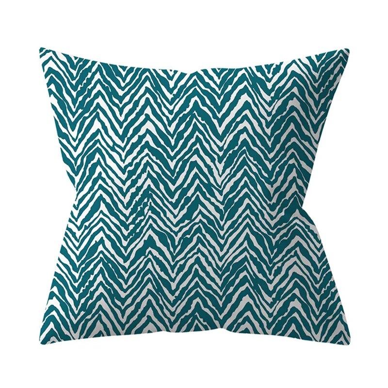 45x45cm Blue Green Leaf Floral Plant Geometric Pillow Cover Sofa Seat Office Lumbar Cushion   Home Decor