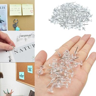 Lot de 100 punaises transparentes en plastique
