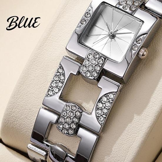 Orologio da polso formale da donna Braccialetto con strass Quadrante quadrato Classico Casual
