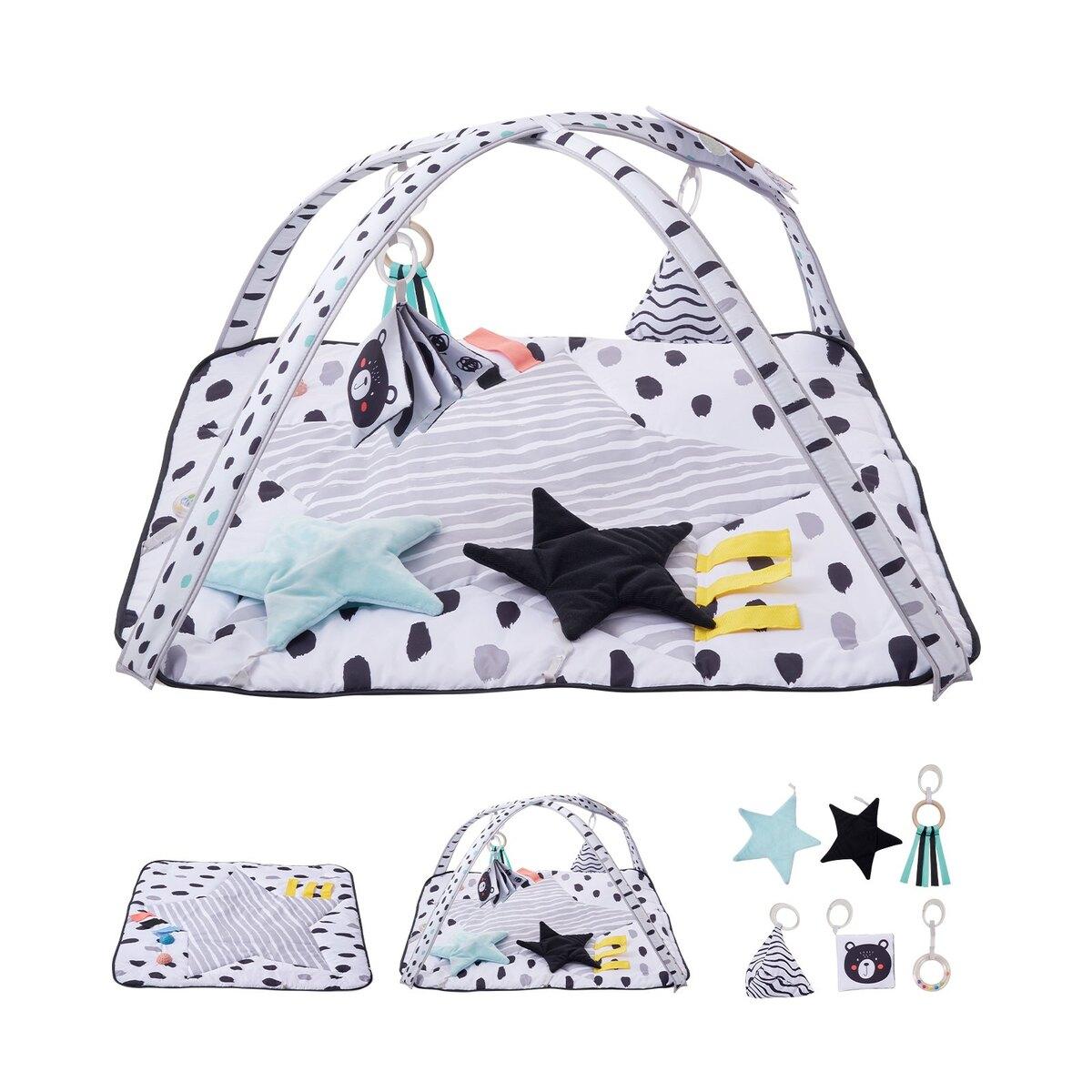 Covoraș de Joacă pentru Bebeluși Covoraș Activități Tummy Time cu 6 Jucării Senzoriale 34,4  x 34,4