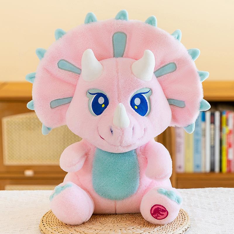 Cartoon Triceratops Jurassic Plush Toy Dinosaur Series Pink Stuffed Animal Doll Cute Soft Kids Gift
