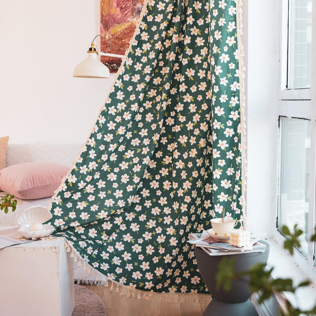 Curtain Finished Printing Pastoral Small Fresh Floral Children'S Room Decoration Small Window Short Curtain