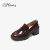73Hours Women's Square Heel Round Toe Loafers