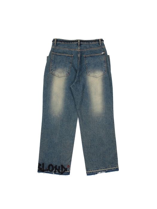 BLACKBLOND BBD Knöchel Sprühlogo Schlüsselanhänger Jeanshose (Vintage-Blau)