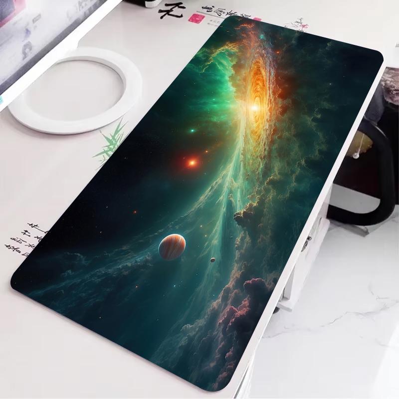 Purple Blue Galaxy Planet Large Gaming Mouse Pad Outer Space Nebula Starry Sky Nonslip Extended Keyboard Desk Mat