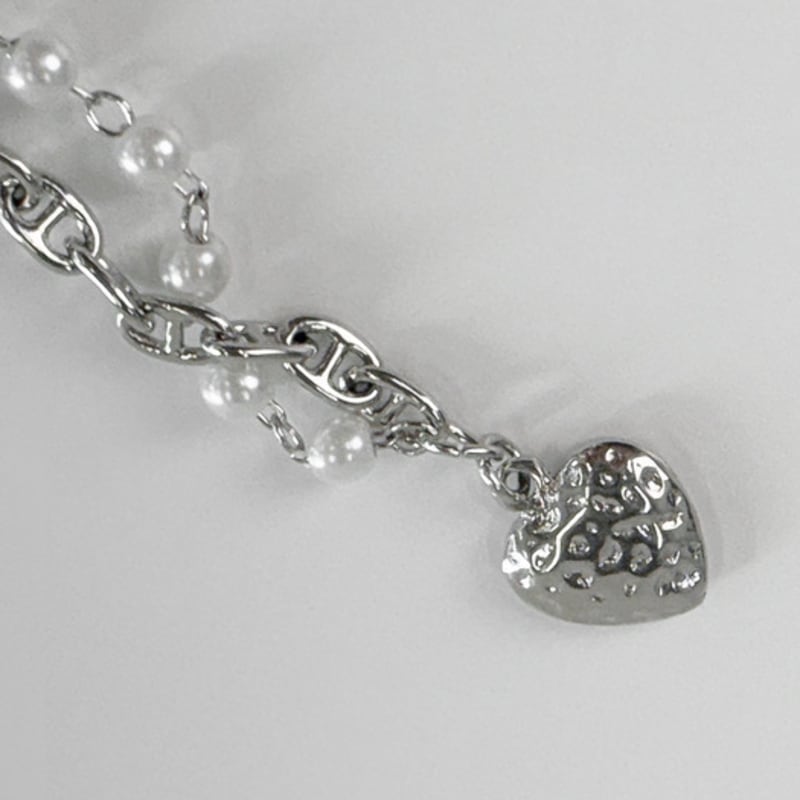 URBANIA Pearl Heart Chain Half-Half Necklace DDA0052