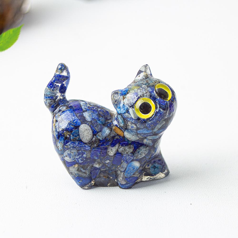 Figurine Artistique en Résine Chat de Cristal Faite à la Main avec un Design Dynamique Pour la Décoration Intérieure et les Cadeaux