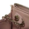 Used Saffiano Keychain 11569 1PP122 7943 L-shaped Zipper Key Ring with Card Case and RFID Triangle Logo, Pink, Women's