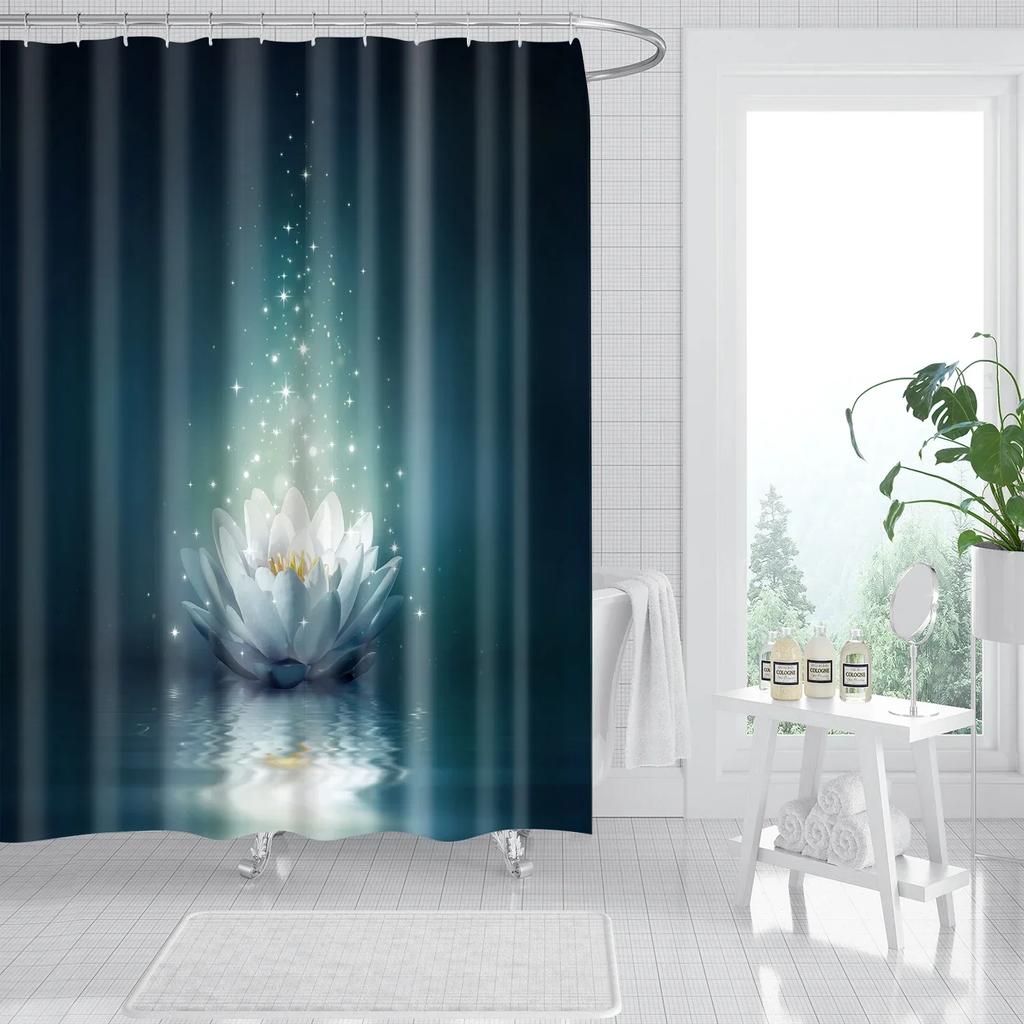 Universe Starry Sky Shower Curtain Bathroom Decor Bath Curtains Waterproof Polyester Christmas Snowflake Bathroom Curtains
