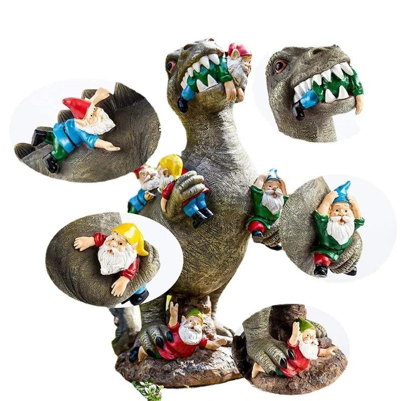 Garden Dwarf Statue Courtyard Decoration Outdoor Garden Decoration Dinosaur Dwarf Ornament Courtyard Lawn Decoration Female Gardening Gifts