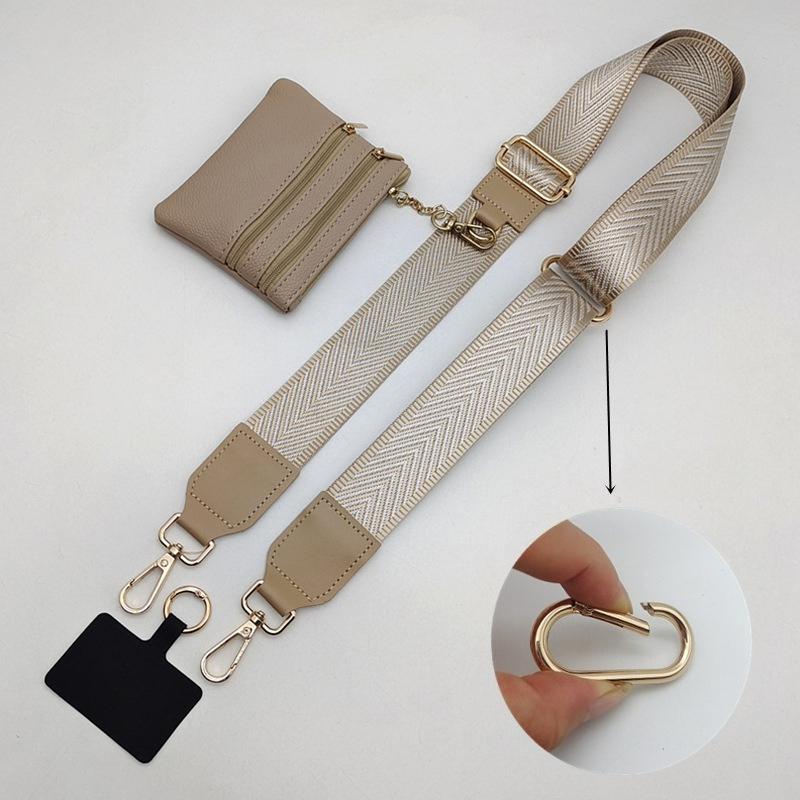 Versatile Adjustable Women's Bag Personalized Wide Oblique Span Strap with Bag Mobile Phone Strap Gasket Circle Lanyard