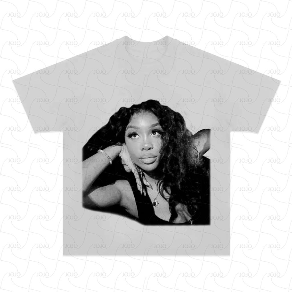 Rapper SZA  Retro Graphic T-Shirt Men's Hip Hop Clothing Y2k Unisex Fashion Oversize Ghetto Star Gangster Top Gift for Fan