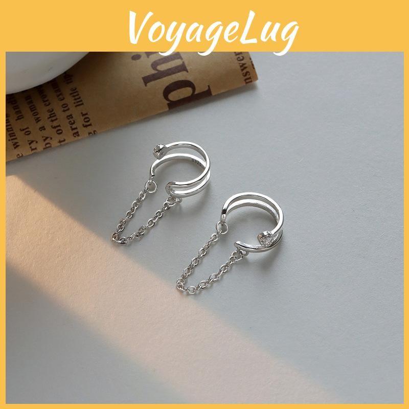 Sparkling Diamond Personalized Doublelayer Chain Cold Style Ear Clip Women Men