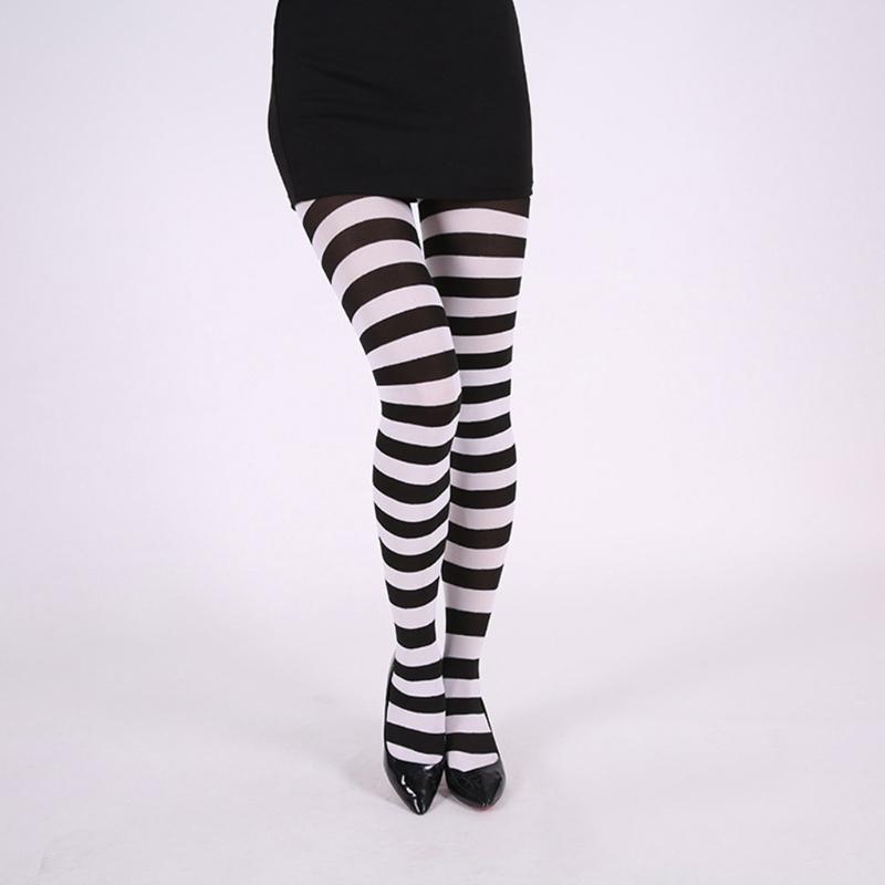 Damen Mehrfarbige Gestreifte Strumpfhosen Ganzkörper Mit Fuß Hohe Taille Leggings Elastische Lange Strümpfe Strumpfhosen für Karneval