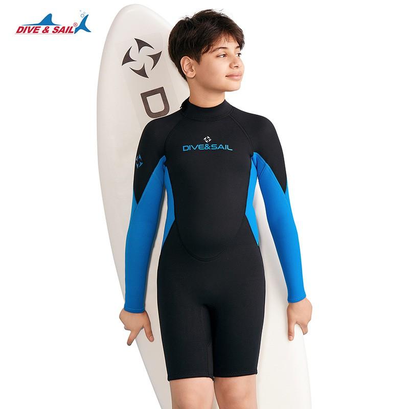 2,5mm Kinder Vollneoprenanzug Schnorcheln Surfen Tauchen Wärme Schutz Jungen Langarm Kurze Hosen