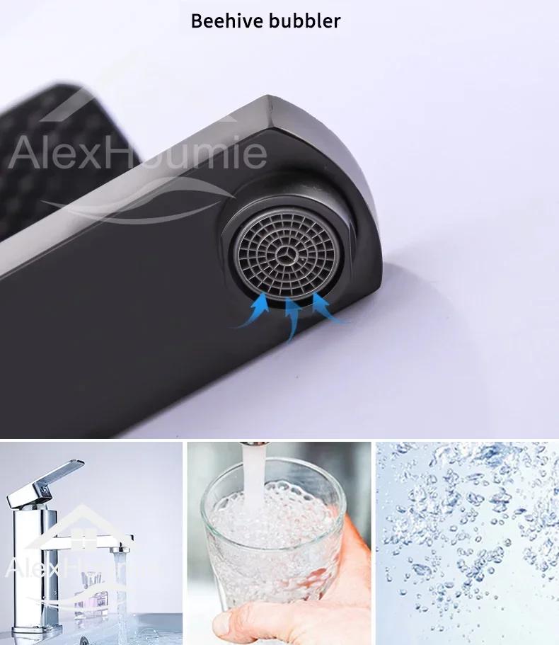 Basin Sink Bathroom Faucet Deck Mounted Hot Cold Water Basin Mixer Taps Black Lavatory Sink Tap 2025
