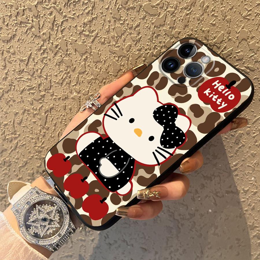 Case for iPhone 17Air XR XS Max 13 12 11 17 Pro Max 15 16 14 Plus 7 8 Black Soft Phone Cover Sanrio Hello Kitty
