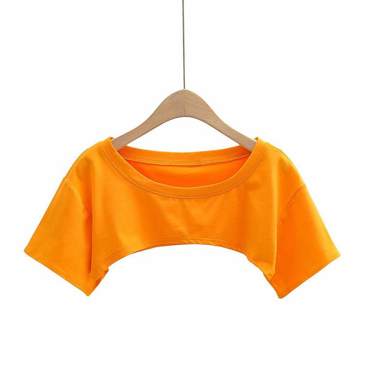 Trendiges minimalistisches europäisch/amerikanisches lockeres Crop-Top Jazz-T-Shirt mit einfarbigem Design und superkurzen Ärmeln