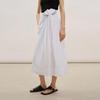LESS Cotton Blend Pleated A-Line Midi Skirt