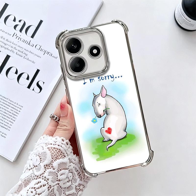 Perro Bull Terrier Lindos Cachorros Funda de Teléfono con Chapado Para Xiaomi Redmi Note 14 15 Pro Plus 13 12 11 11S 11T 10 9S 9 5G Anti-Caída Aira