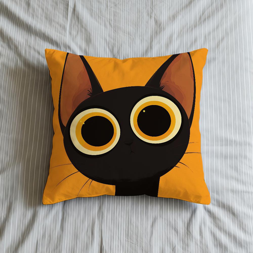 Cushion Cover Soft Case Cat For Sofa Cartoon Living Room Home Comfortable Office Cute Decor Protective Pillow Black Covers