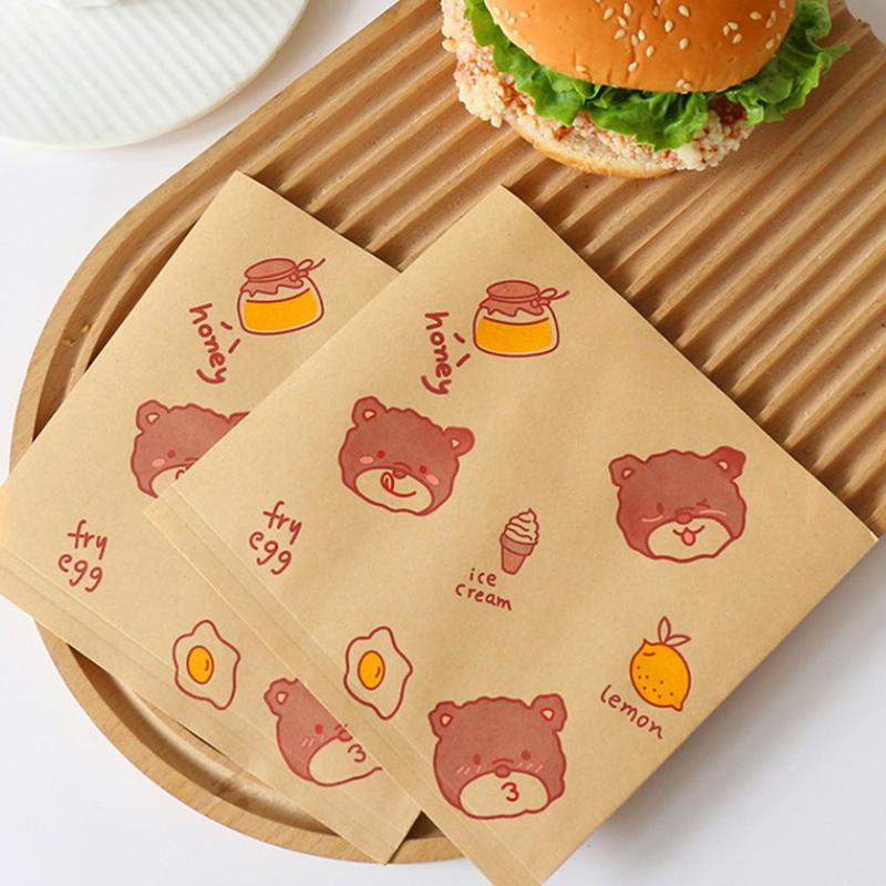 100Pcs Sandwich Wrappers Food Wax Paper Hamburger Fries Bread Baking Oil Paper Wrapping Baking Accessories