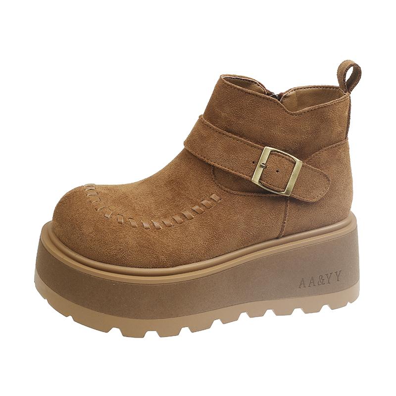 NEW Designer Platform Ankle Boots Woman Suede Shoes Warm Snow Boot Woman 2026 Winter Trend Fashion Walking boot