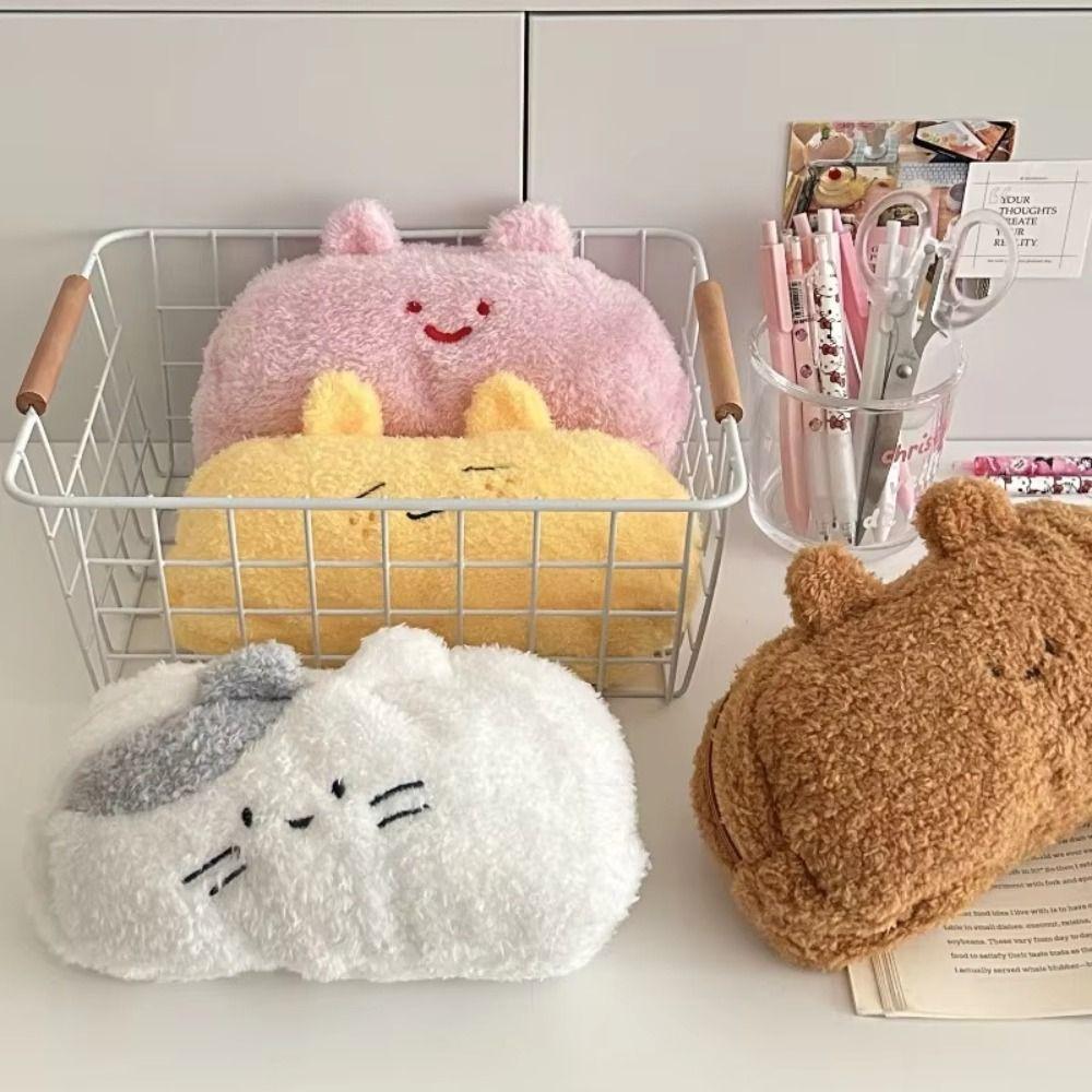 

Многофункциональный мультяшный пенал большой емкости Kawaii косметичка плюшевая сумка для ручек для студента розовый