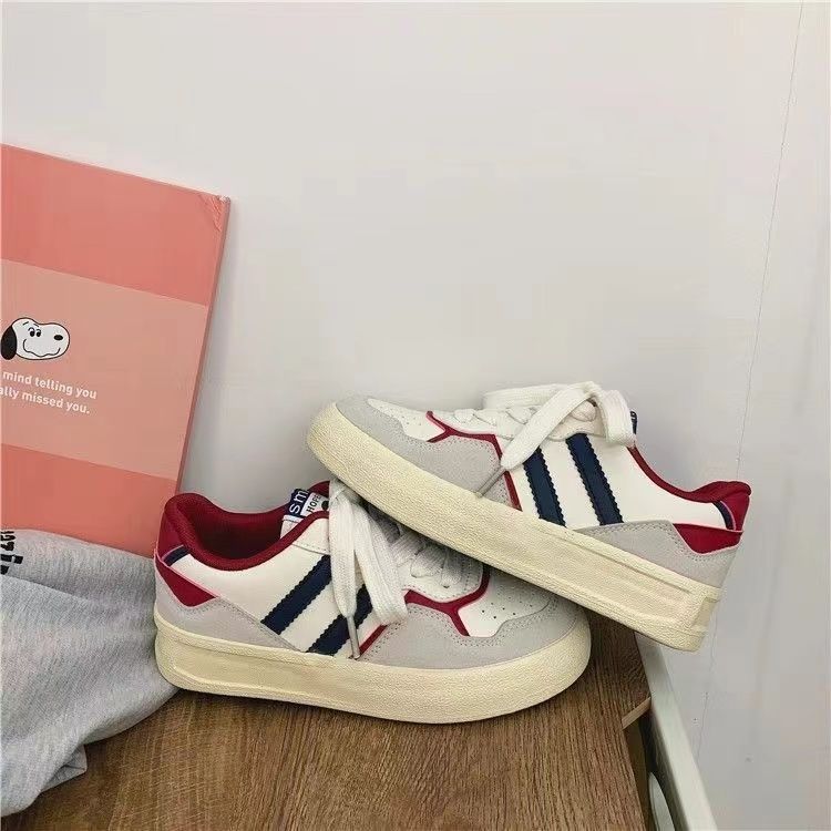 2025 summer new college style breathable leather surface white shoes thick baseplate shoes versatile casual shoes women's shoes sports shoes