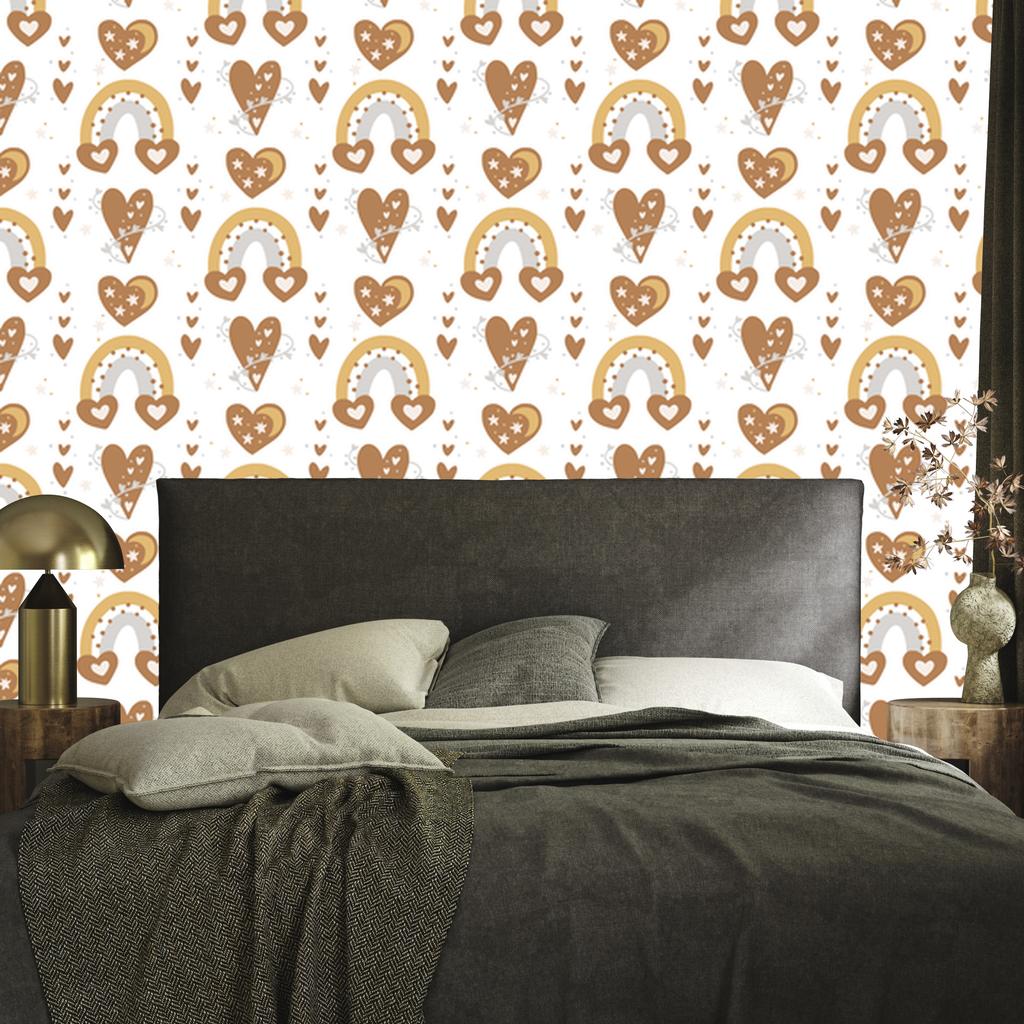 Rainbows and Butterflies Boho Orange Wallpaper for Living Room and Bedroom 50x1000