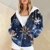 Women's Christmas Printed Sweatshirt  Winter Long Sleeve Cardigan Jacket With Pockets Zipper Hoodie Outerwear
