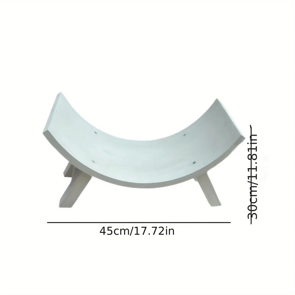 U-Shaped Wooden Stool Distressed White Solid Wood Half Round Design Dual-Use As Photography Prop Posture Corrector Home Studio