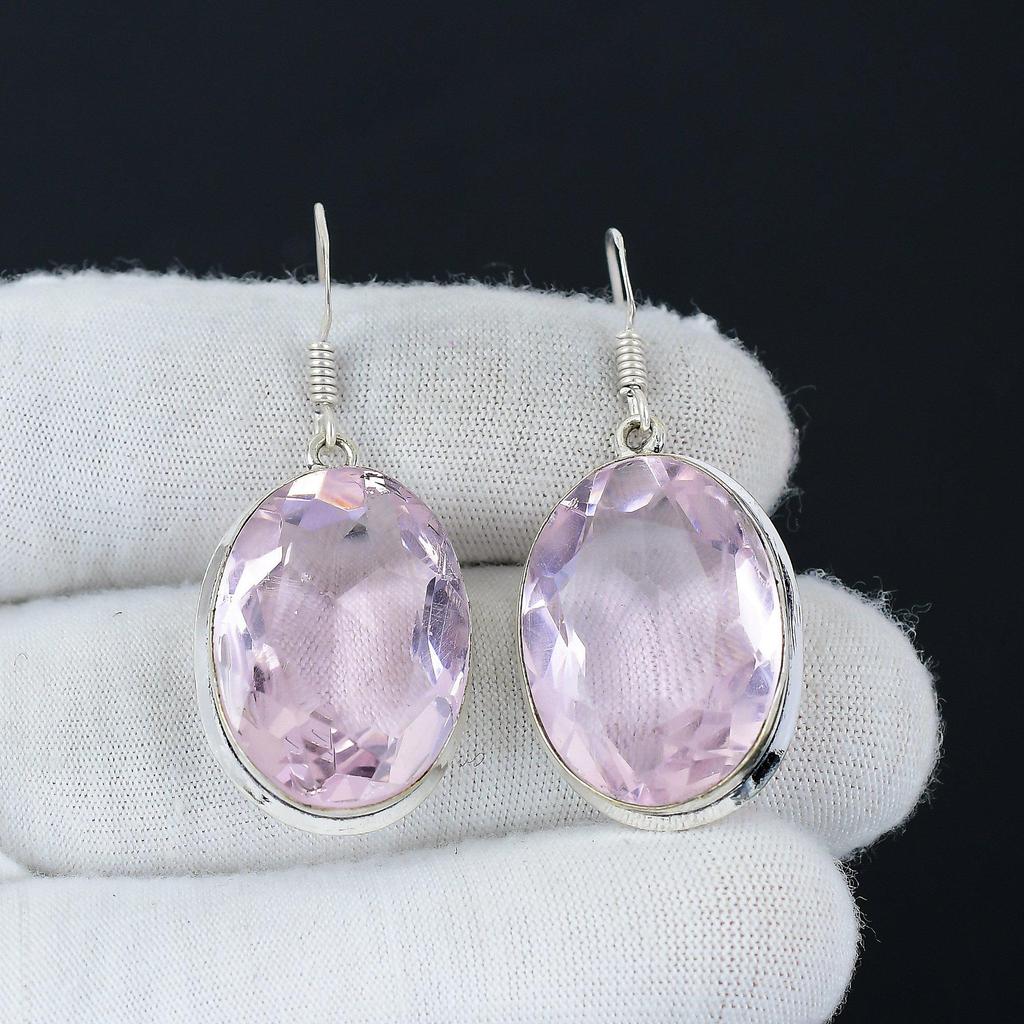 Amazing Pink Kunzite Gemstone Earrings, 925 Sterling Silver Earring, Handmade Boho Silver Jewelry Dangle Earrings, Wadding Gifts